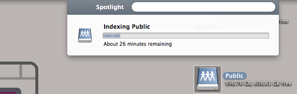 enable spotlight indexing on a network drive