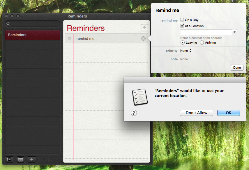 set location based reminders from the reminders app on your mac