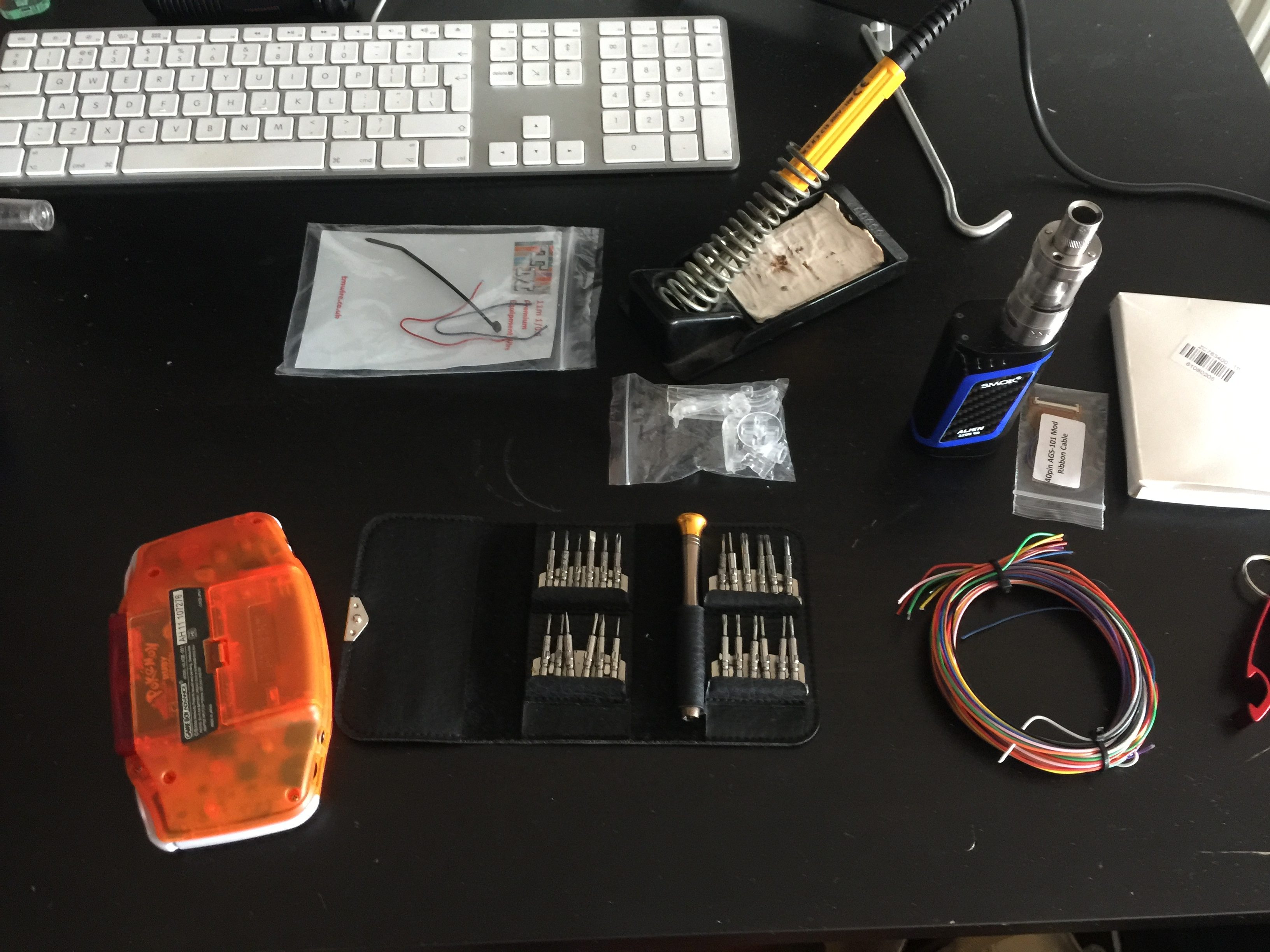 modified gba with backlit screen mod