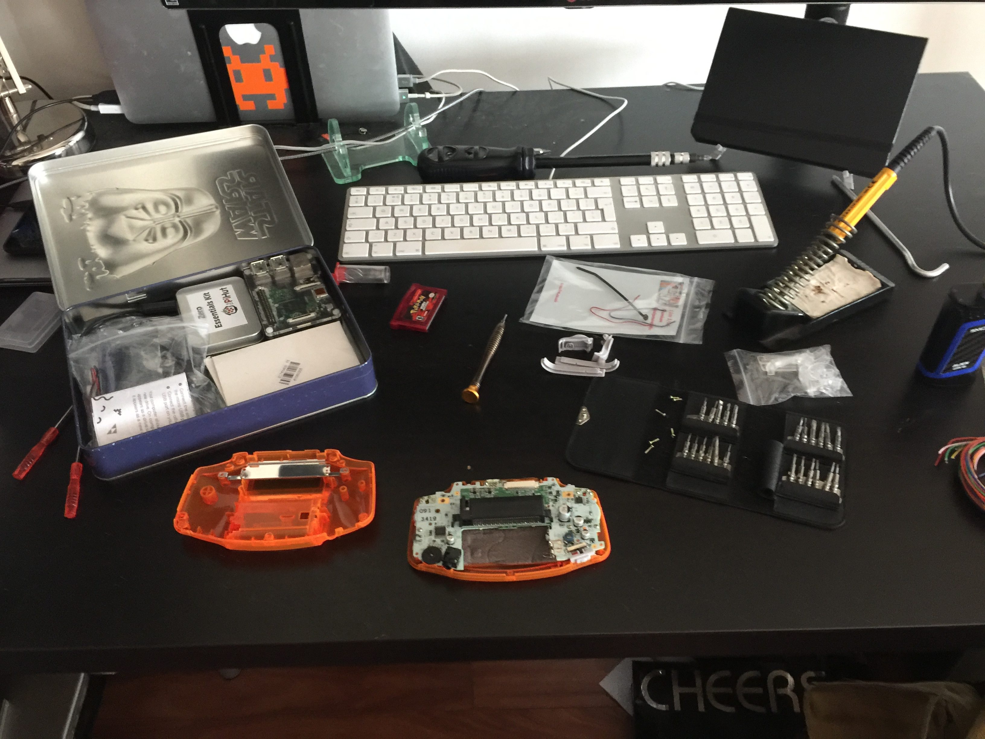 modified gba with backlit screen mod