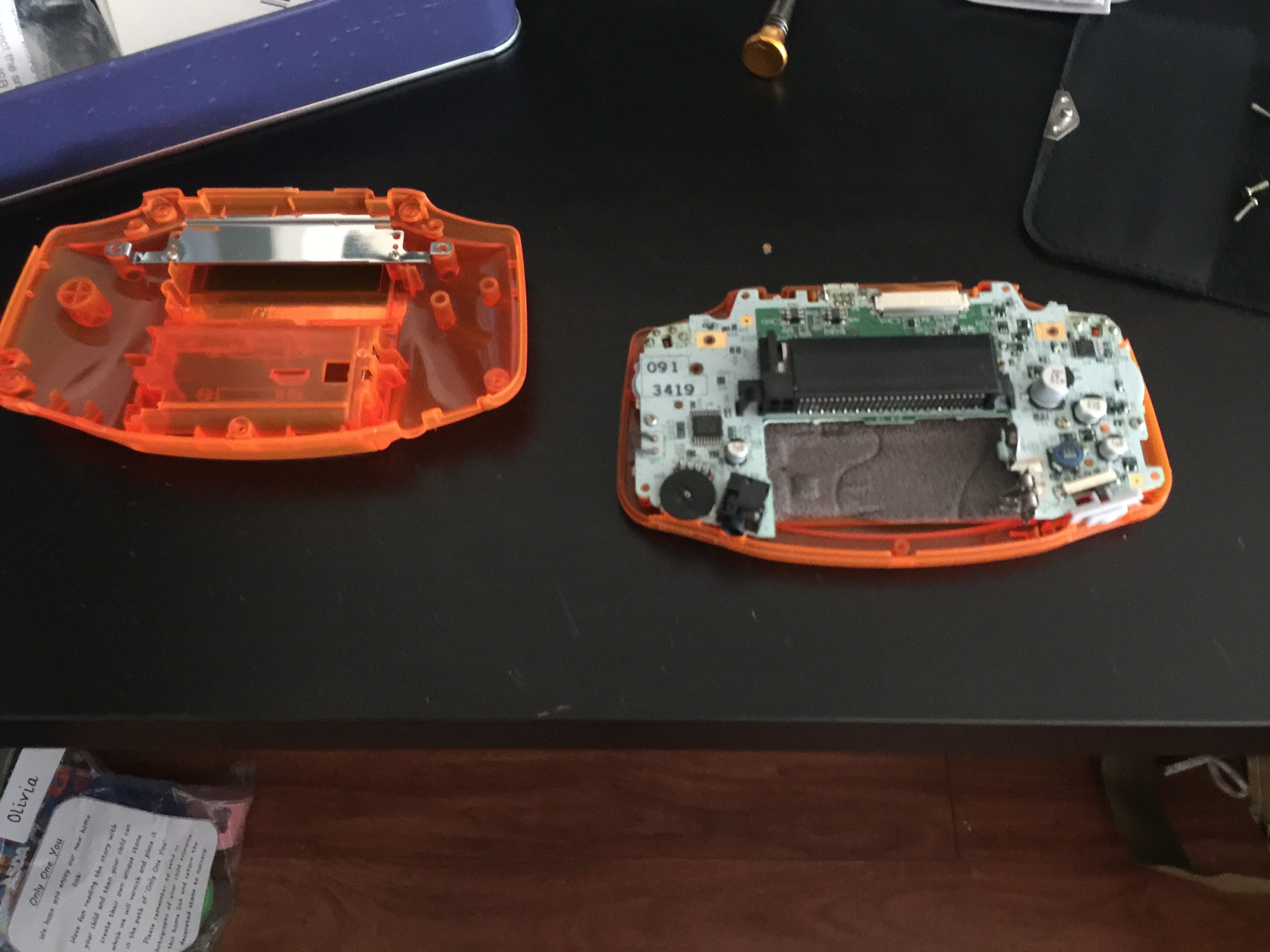 modified gba with backlit screen mod