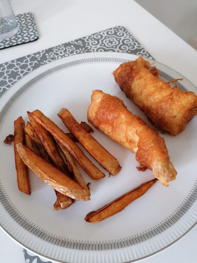 Haddock loins prepared for batter