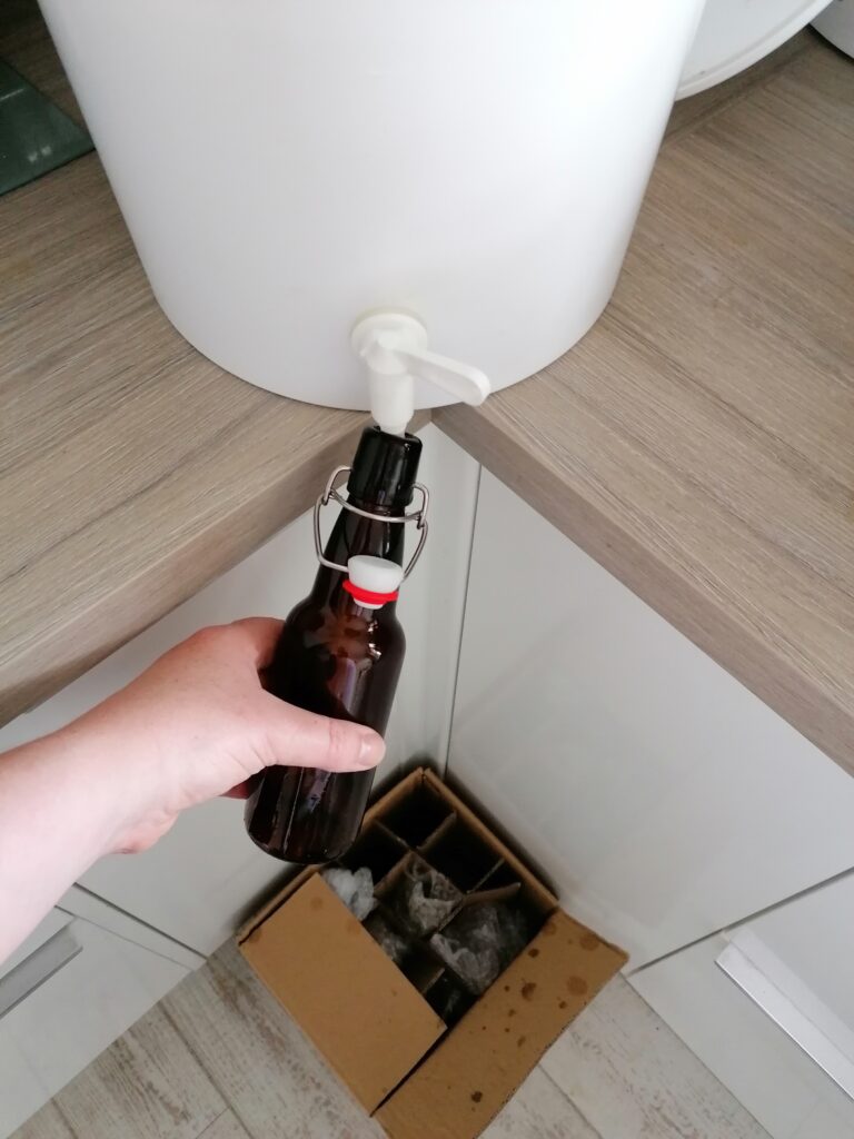 Priming sugar added to bottles
