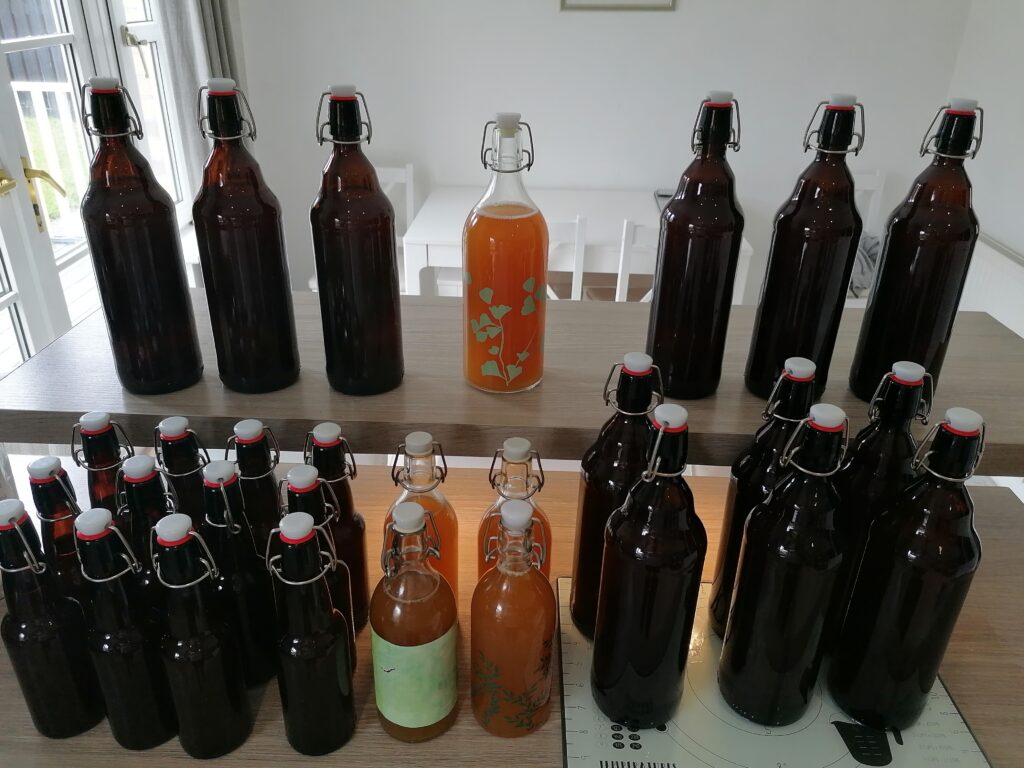 Finished Golden Stag bottles lined up