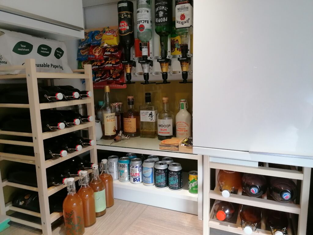 Finished homebrew bottles stored to condition
