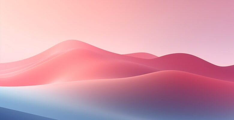 a pink and blue abstract background with hills