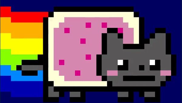 Nyan Cat running in a Linux terminal