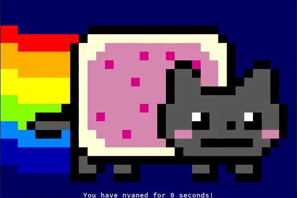 Nyan Cat running in a Linux terminal